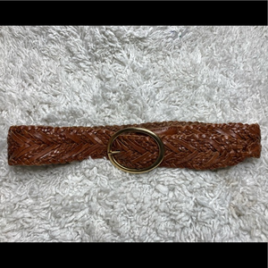 Rough Roses brown leather braided‎ belt